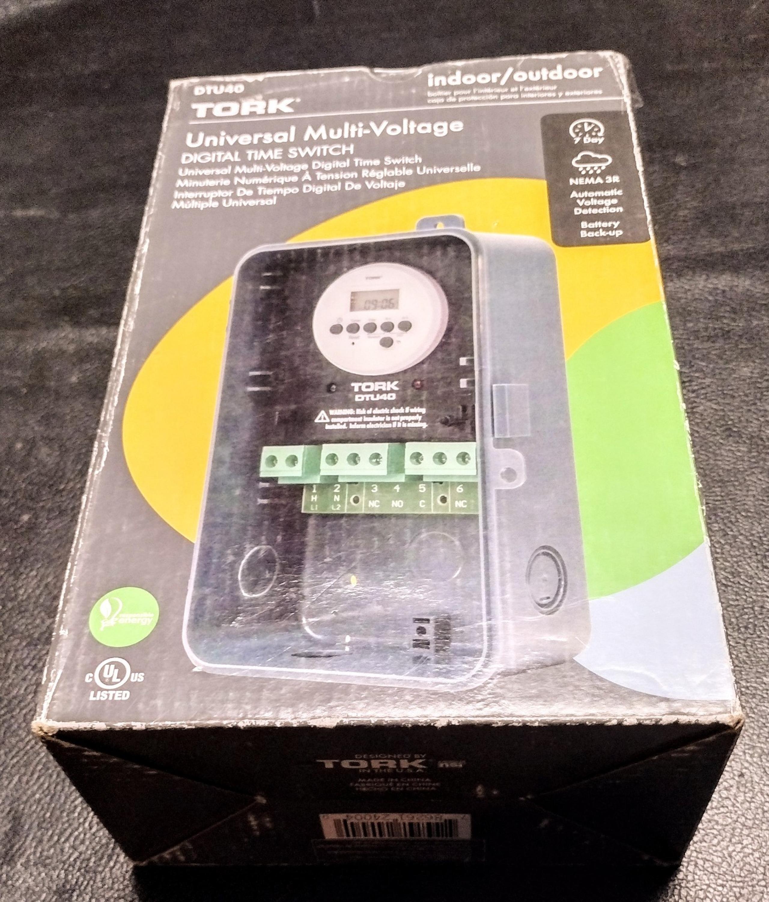 Open Box Tork DTU40 Indoor/Outdoor, 7-Day 40-Amp Universal Multi-Volt (Hole Cut)