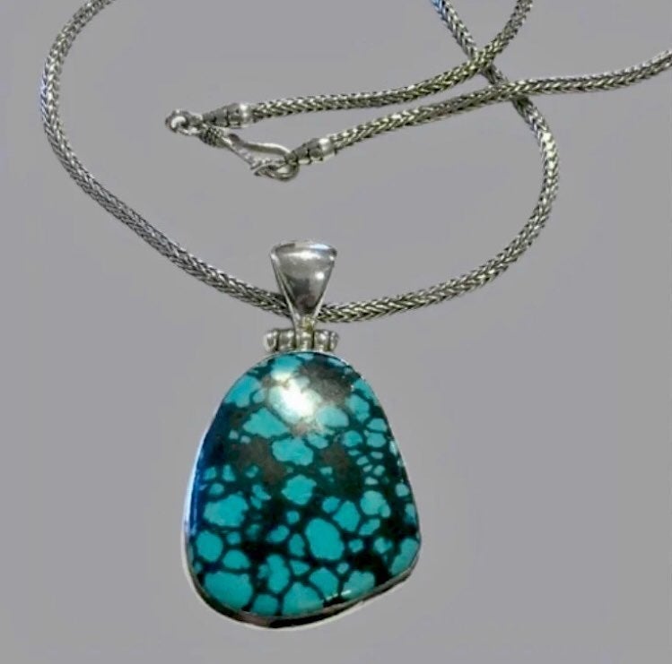 Turquoise Sterling Silver Wheat Necklace