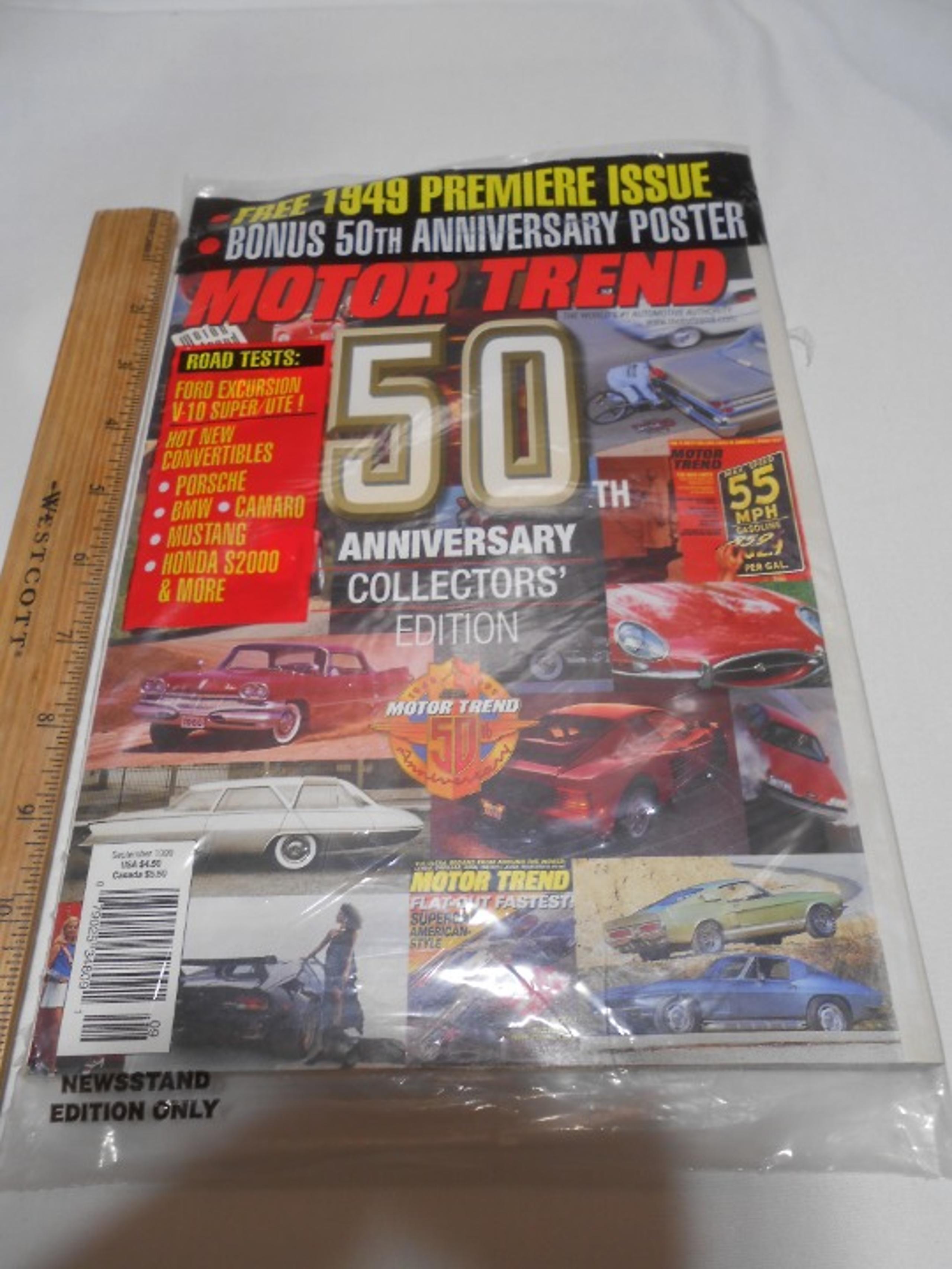 New Sealed Motor Trend 50th Anniversary Collectors Edition Magazine Sept. 1999