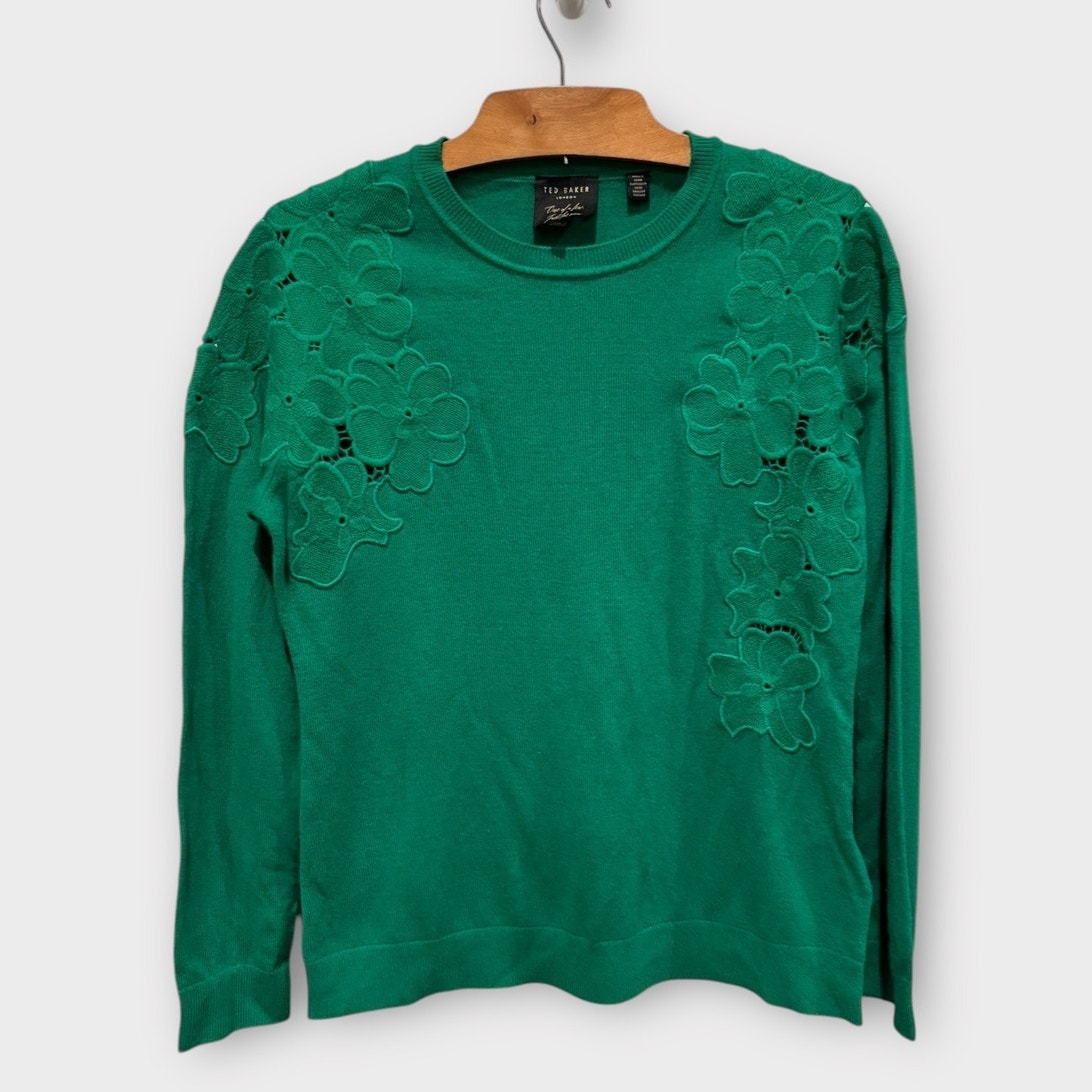 TED BAKER Yizelda Lace Shoulder Sweater Size 2