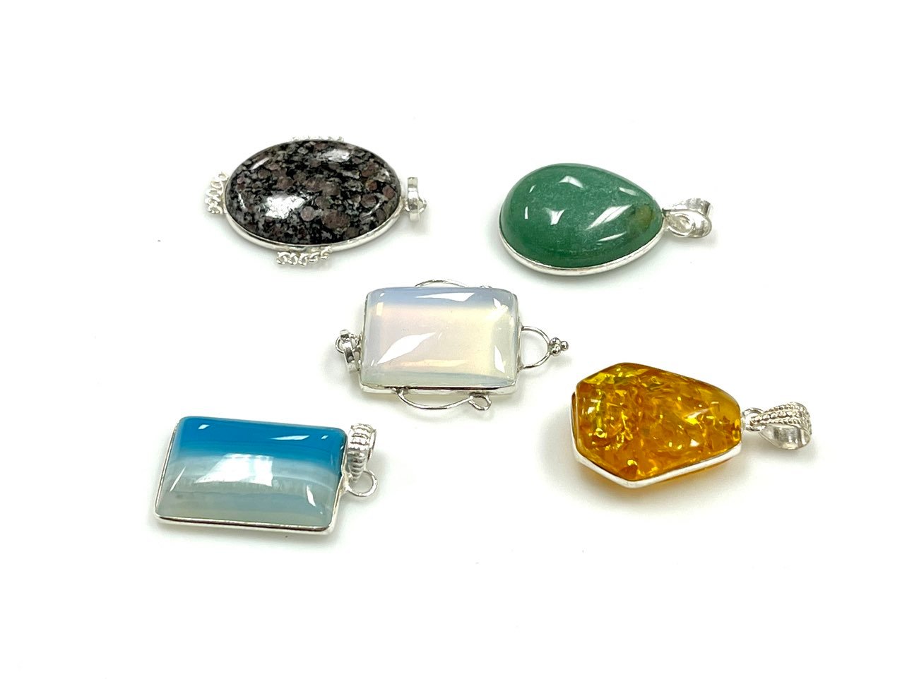 5 Pcs. Sterling Silver Gemstone Penndant