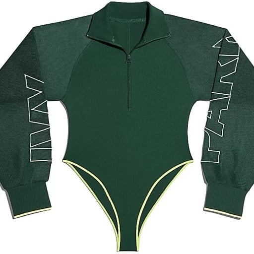 Adidas X Ivy Park Bodysuit Green Mesh Sleeves