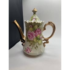 Vintage Lefton Hand Painted Teapot with Gold Accents