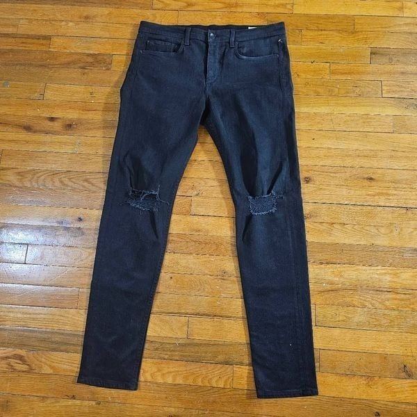 Rag & Bone Jeans Mens 36x33 Black Standard Issue Fit 1 Skinny Leg Stretch Distr
