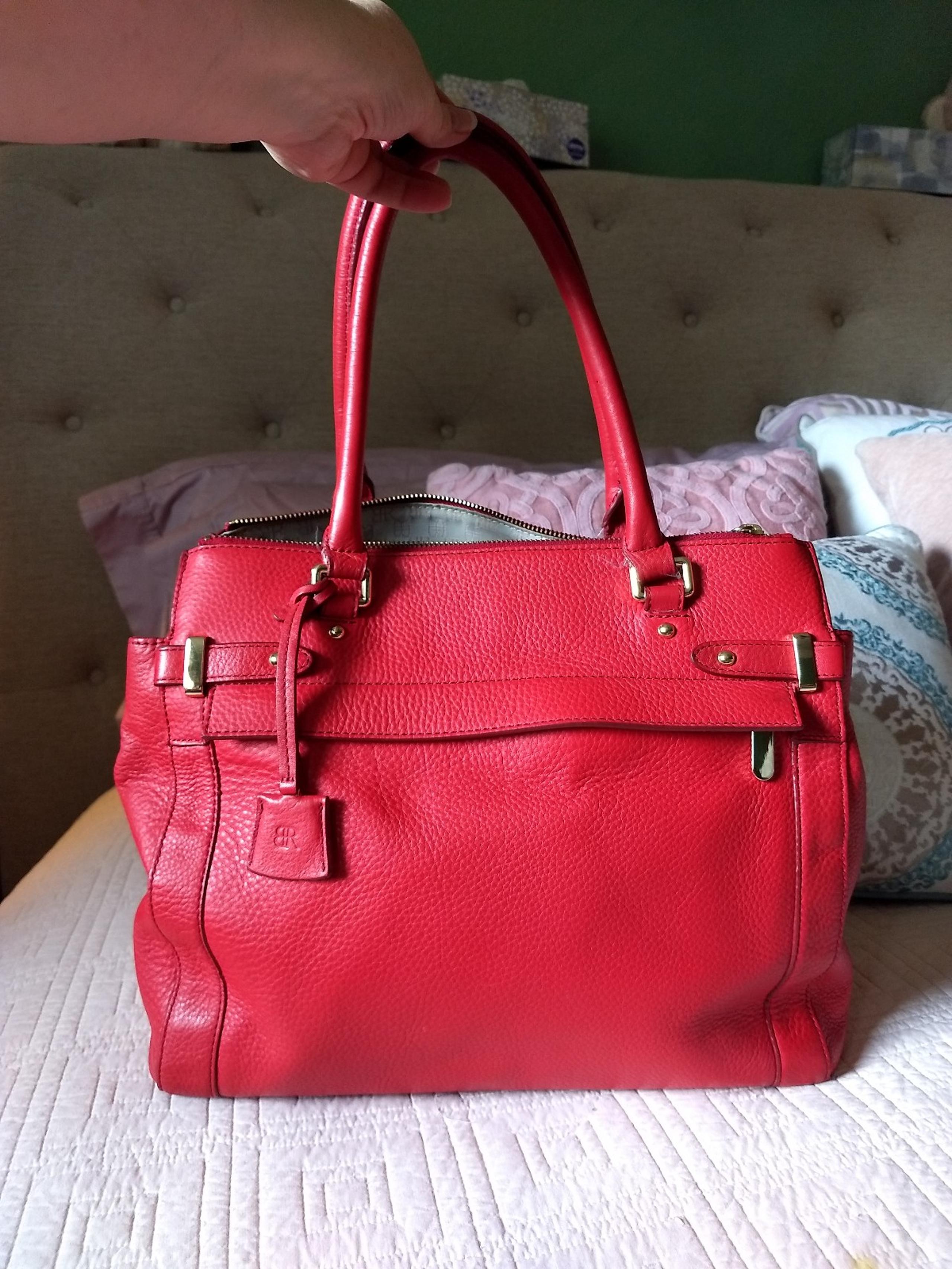Banana Republic Bettina Pebbled Leather Garnet Red Double Handled Satchel