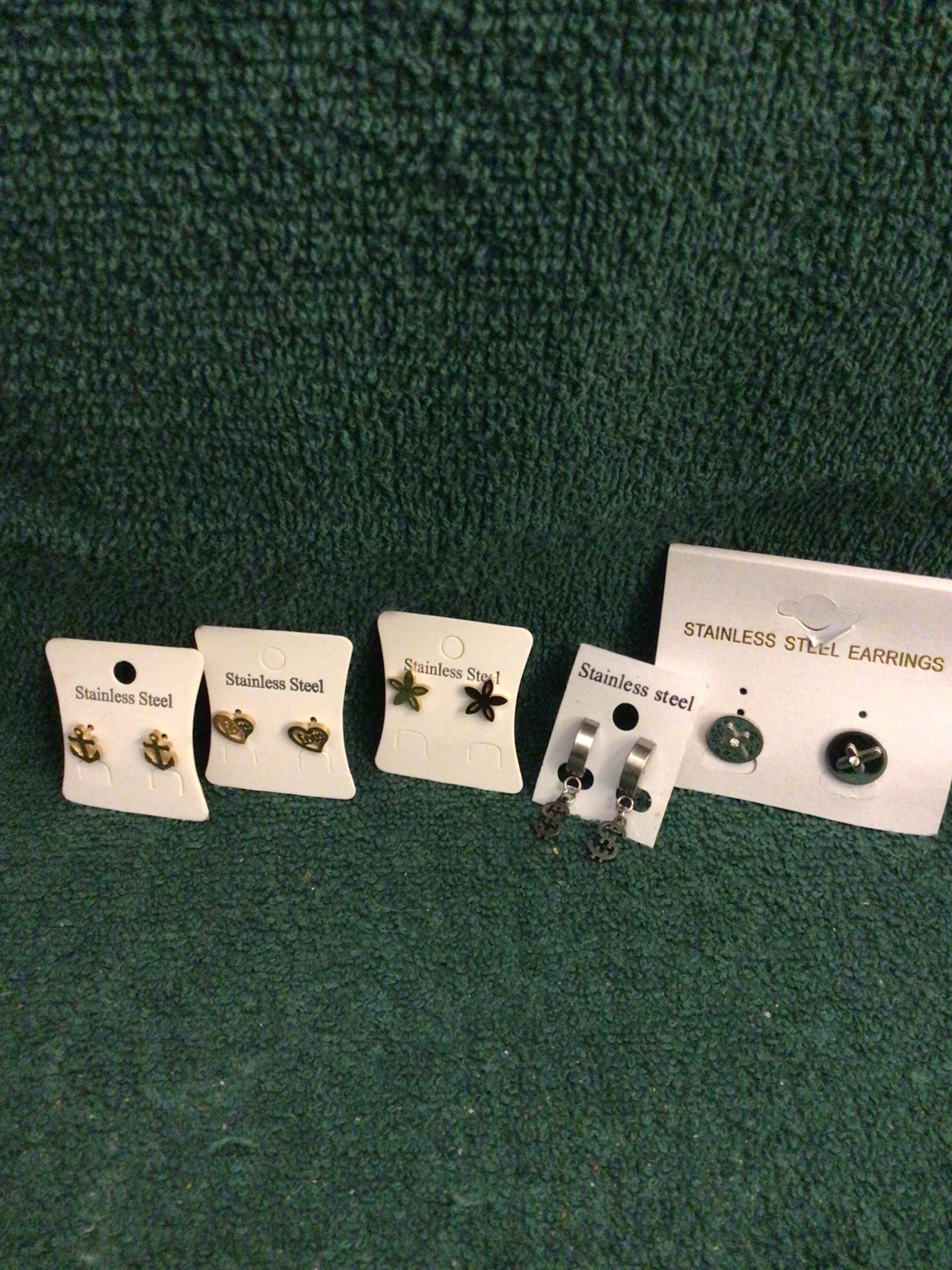 Lot of 5 pair pierced stainless earrings cute BBBC