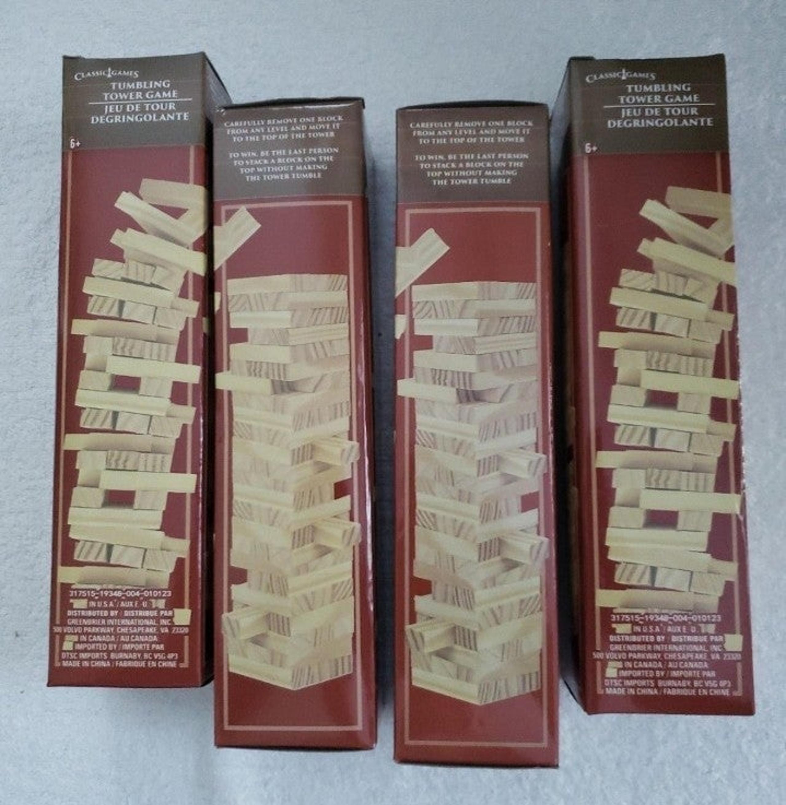 MINI TUMBLING TOWER 4 boxes  72 PIECES Each