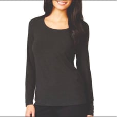 Eileen Fisher Stretch Jersey Knit Scoop Neck Long Sleeve Top