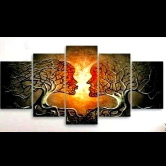 STUNNINGKissing Trees 5 Panels Oil Panting