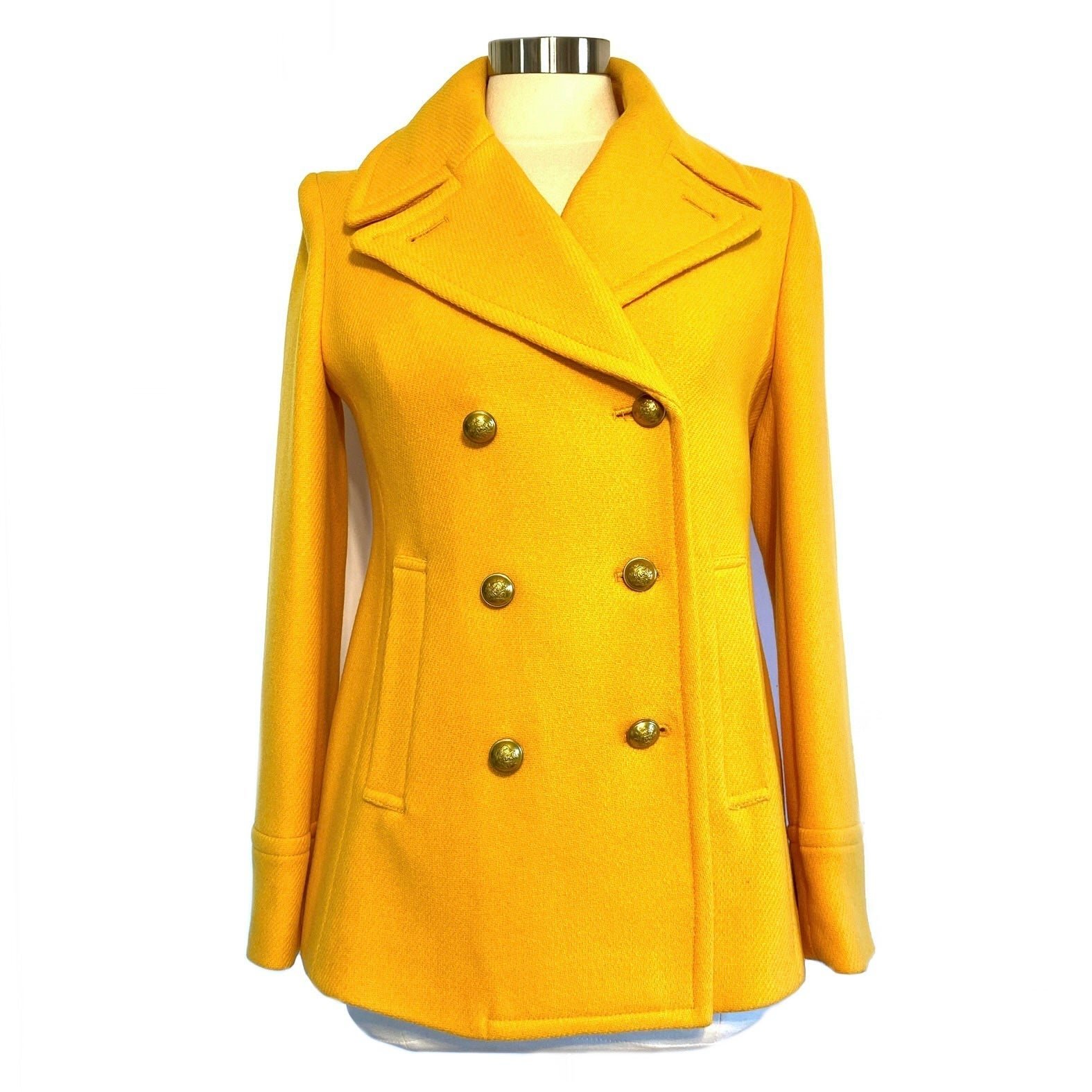 J CREW Mustard Yellow Stadium Cloth Peacoat by Nello Gori