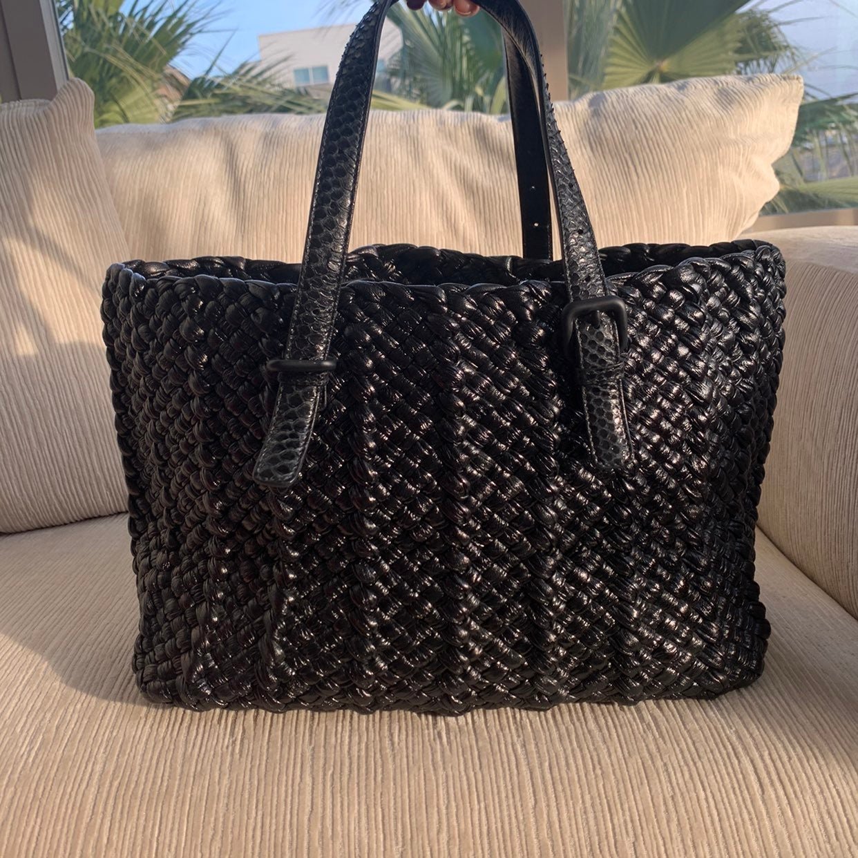 Bottega Veneta Nero Lambskin Phytone tot