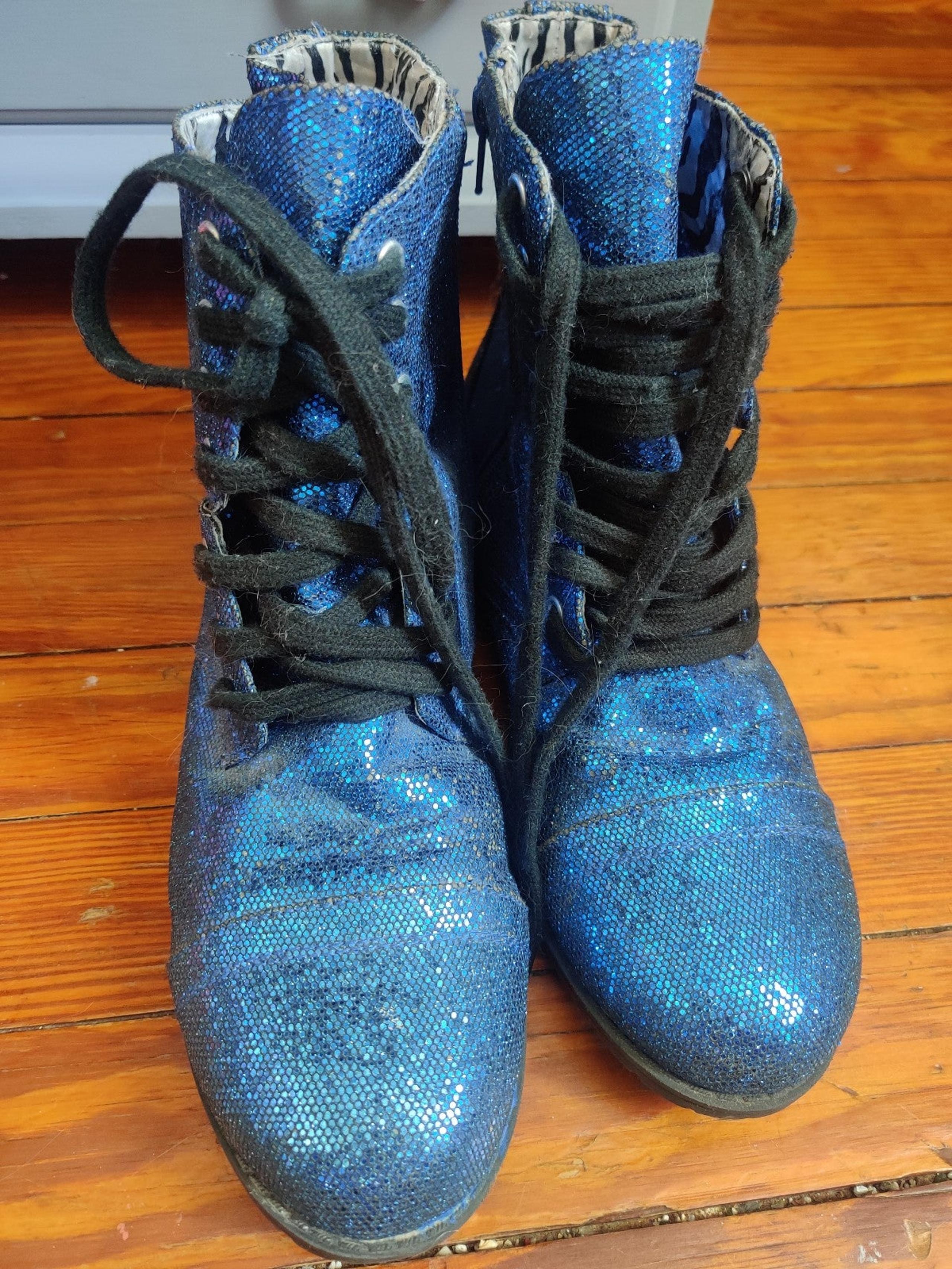 Justice Women's Blue Glitter Boots