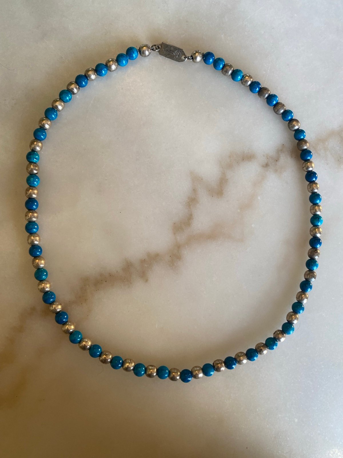 Vintage Taxco necklace w/turquoise blue beads