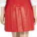 Red Faux Leather Pleated Skort