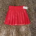 Red Faux Leather Pleated Skort