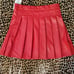 Red Faux Leather Pleated Skort
