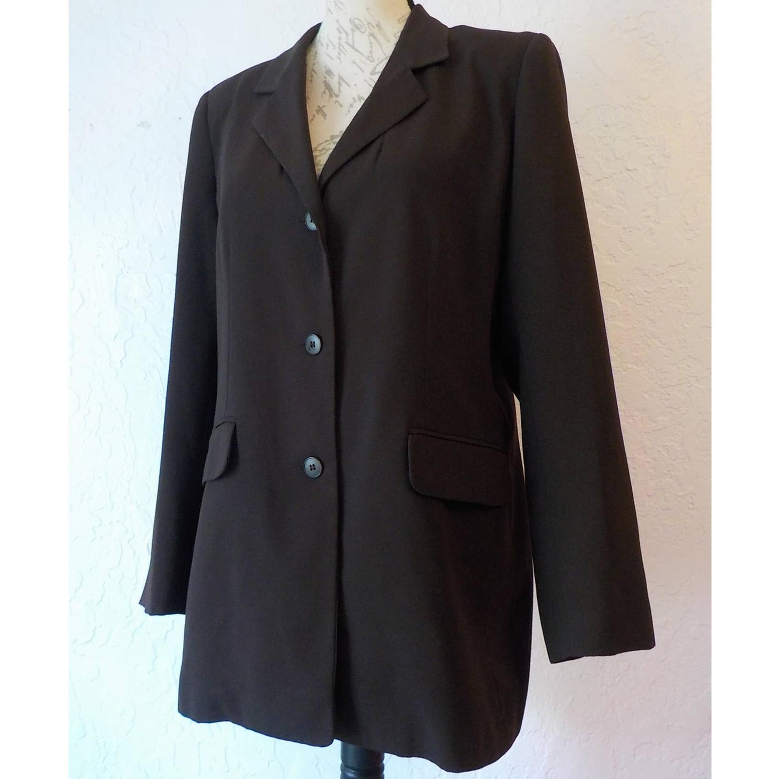 Vintage Pierre Cardin Options Classic Solid Brown Blazer Mid Length Women sz 10