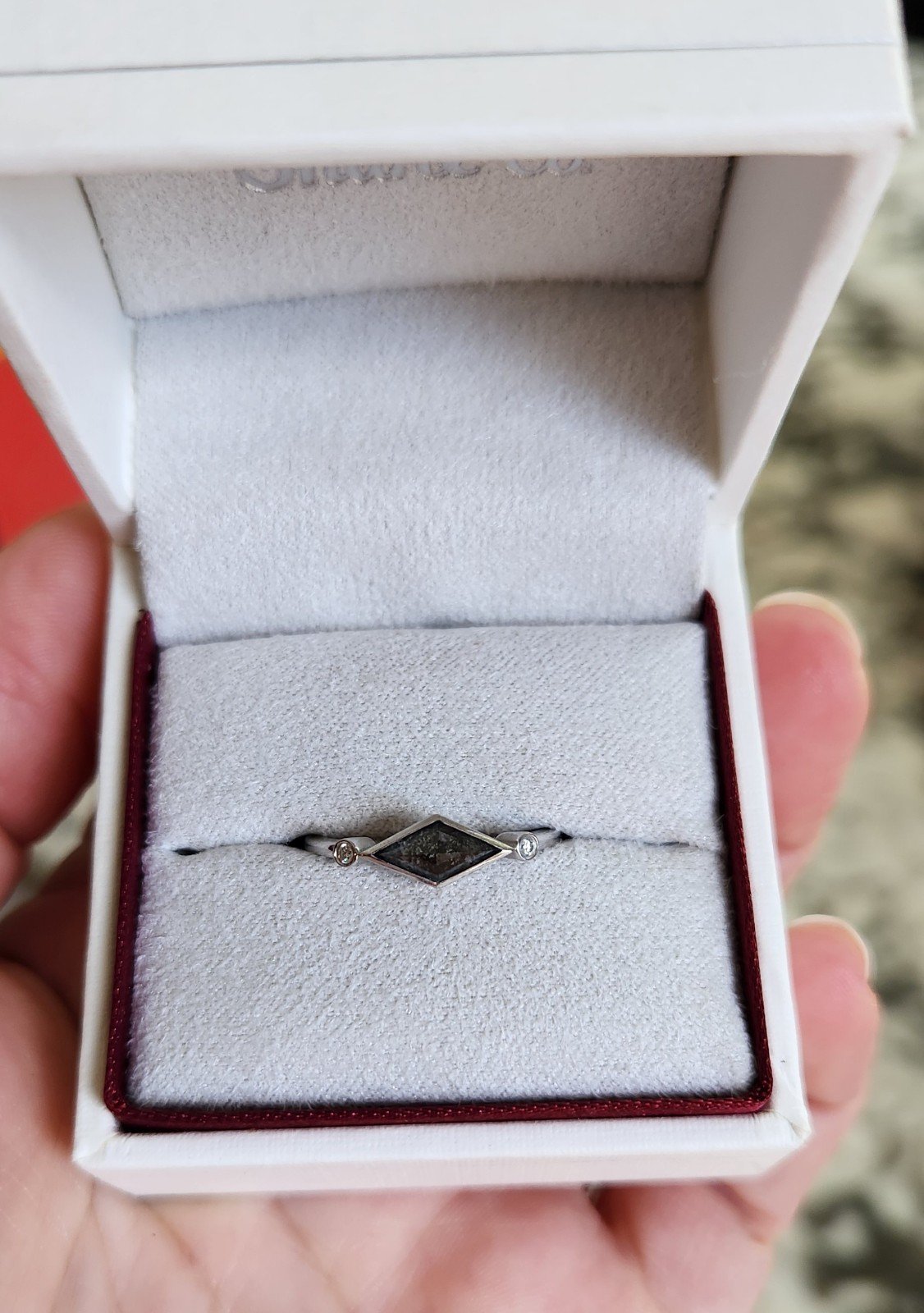 14k White Gold Pepper Diamond Ring - Size 6