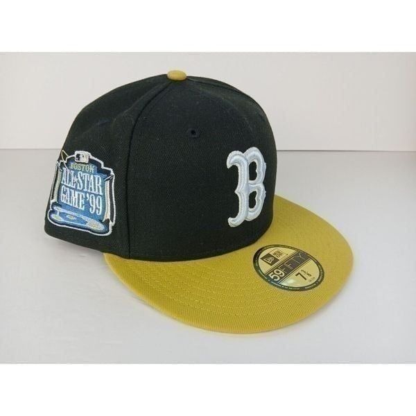 NEW ERA 59 FIFTY Boston Red Sox BLACK SAND FITTED HAT Sz 7 3/8 Allstar Game 99