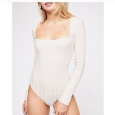 Free People Thong Bodysuit Sand Color Large