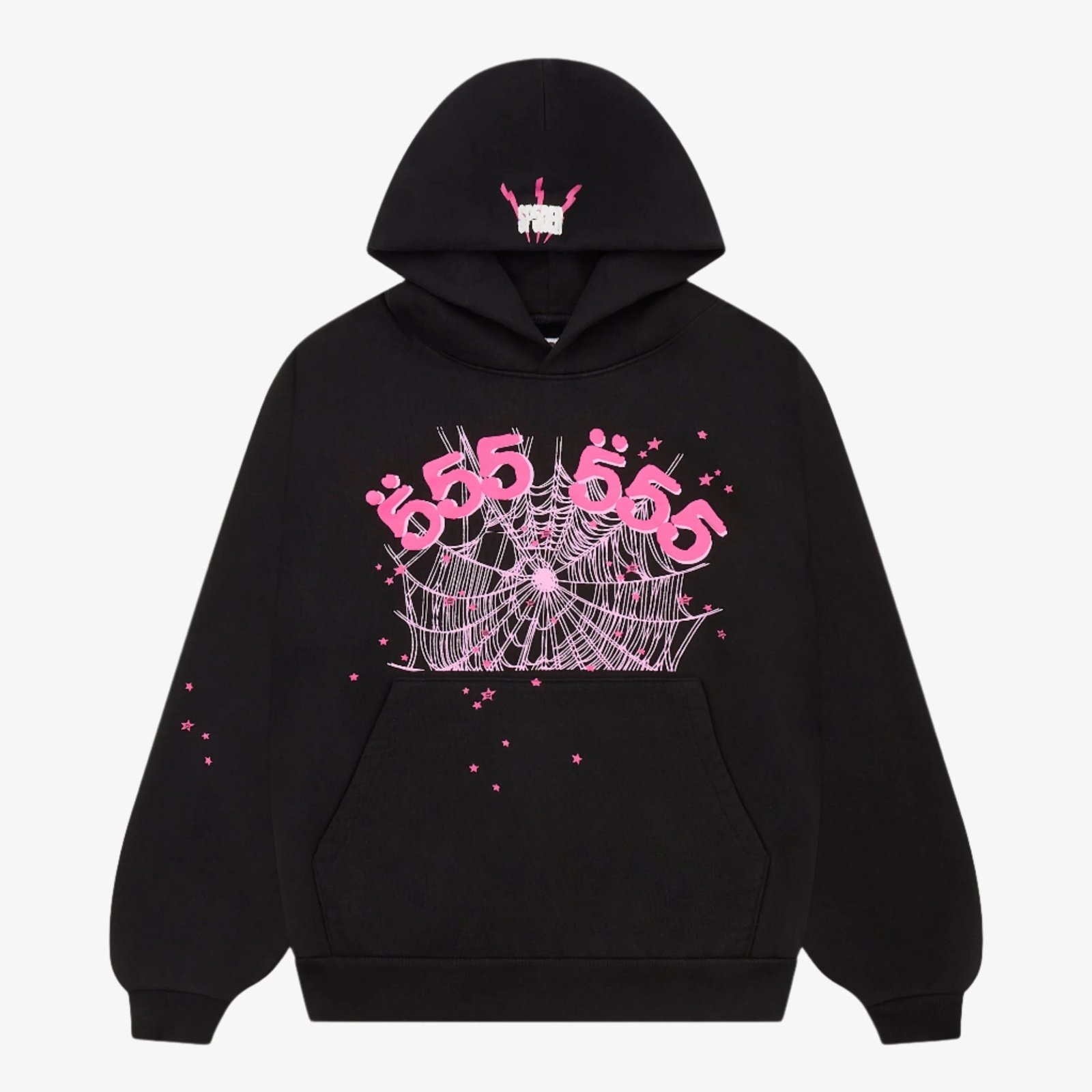 Sp5der 'Angel Number 555' Pullover Hoodie Black / Pink (FW24) SS05FW24BLK MEDIUM