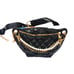 FANNY PACK Designer SAFETY Bumbag PUFF QUILTED Bag Pearls BLACK Faux Leather NEW