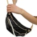FANNY PACK Designer SAFETY Bumbag PUFF QUILTED Bag Pearls BLACK Faux Leather NEW
