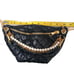 FANNY PACK Designer SAFETY Bumbag PUFF QUILTED Bag Pearls BLACK Faux Leather NEW
