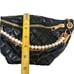 FANNY PACK Designer SAFETY Bumbag PUFF QUILTED Bag Pearls BLACK Faux Leather NEW