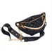 FANNY PACK Designer SAFETY Bumbag PUFF QUILTED Bag Pearls BLACK Faux Leather NEW