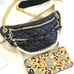 FANNY PACK Designer SAFETY Bumbag PUFF QUILTED Bag Pearls BLACK Faux Leather NEW