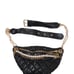 FANNY PACK Designer SAFETY Bumbag PUFF QUILTED Bag Pearls BLACK Faux Leather NEW