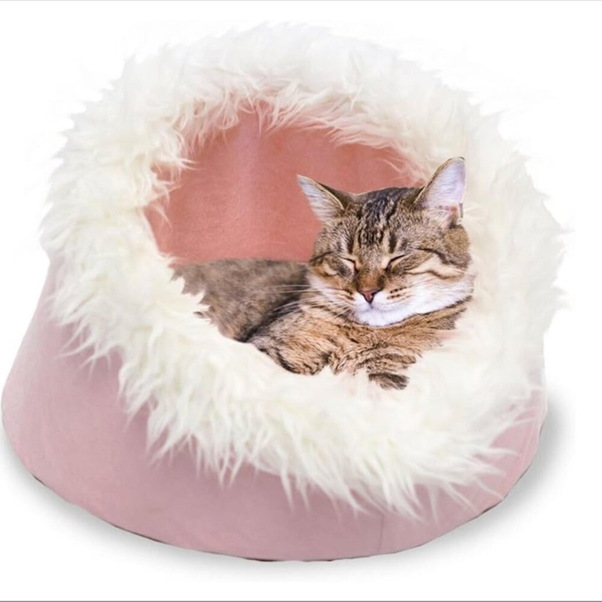 FurHaven Pet Cat Bed | Cat Cave Pet Bed, Blush Pink, 18-inch Base