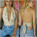 With Jéan Rendezvous Top s small honeysuckle floral halter crop tie open back