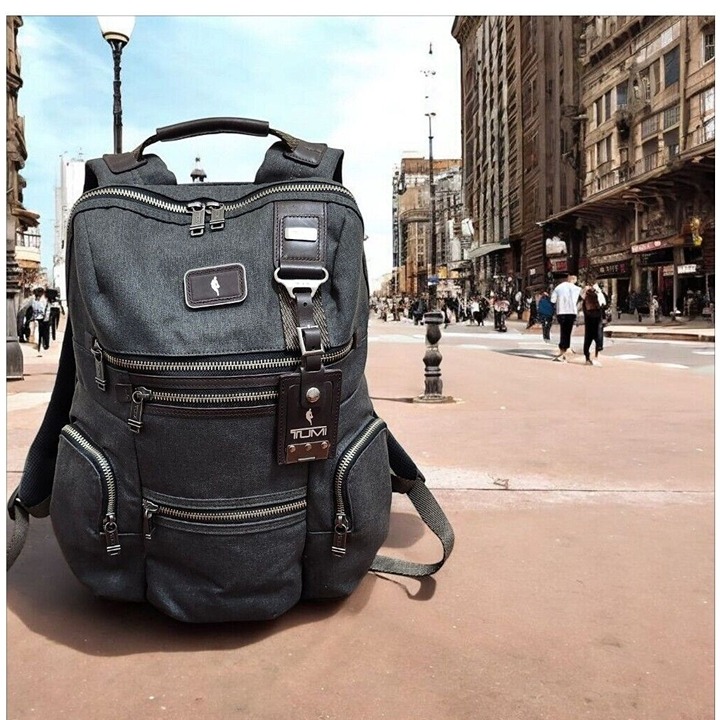 TUMI ALPHA BRAVO Gray Brown Leather Fabric Type Backpack