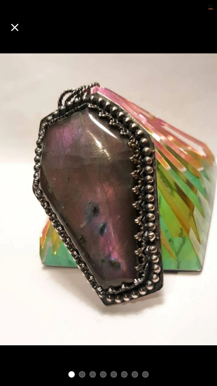 STERLING LABRADORITE COFFIN PENDANT