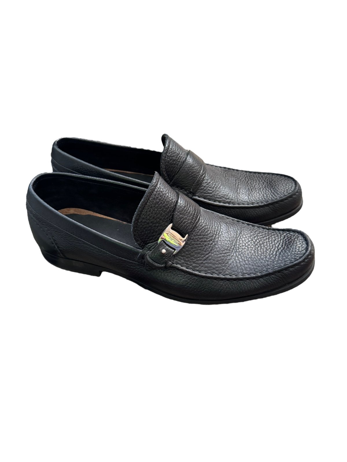 Salvatore Ferragamo Black Leather Bravo Slip On Loafers Size 11
