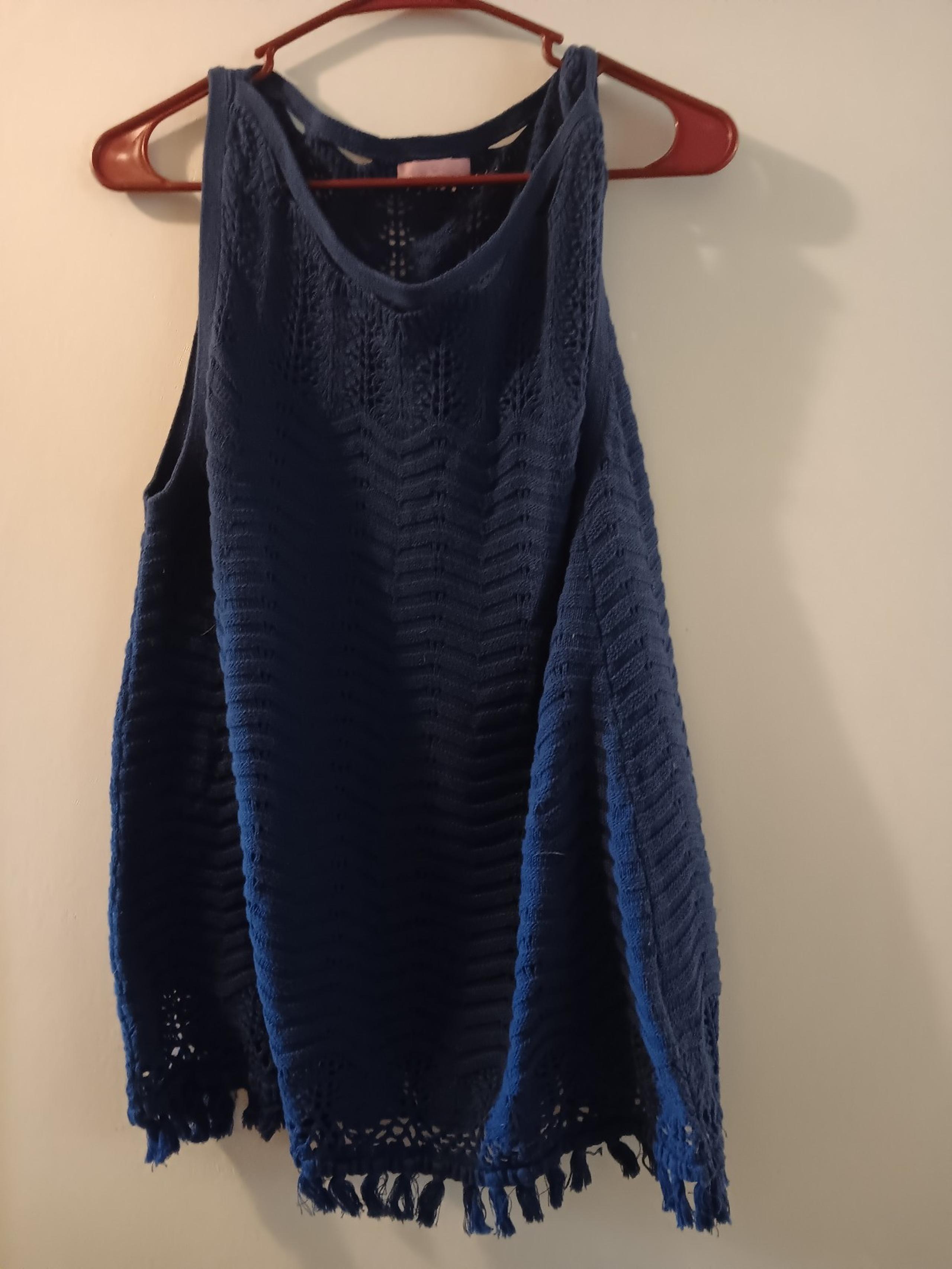 Womens lilly pulitizer navy blue crochet look summer sweater medium