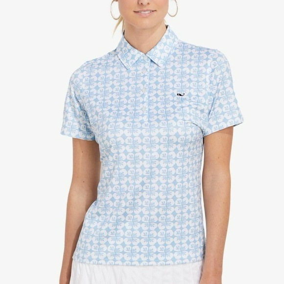 VINEYARD VINES Floral Geo Short Sleeve Polo Shirt Golf Tennis Large
