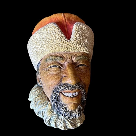 Himalayan BOSSONS SIGNED England Chalkware Head Wall Hanging Vintage Chalk Ware