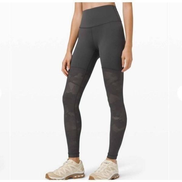 Lululemon Size 8 Gray 28 Sheer Will Camo Mesh Leggings