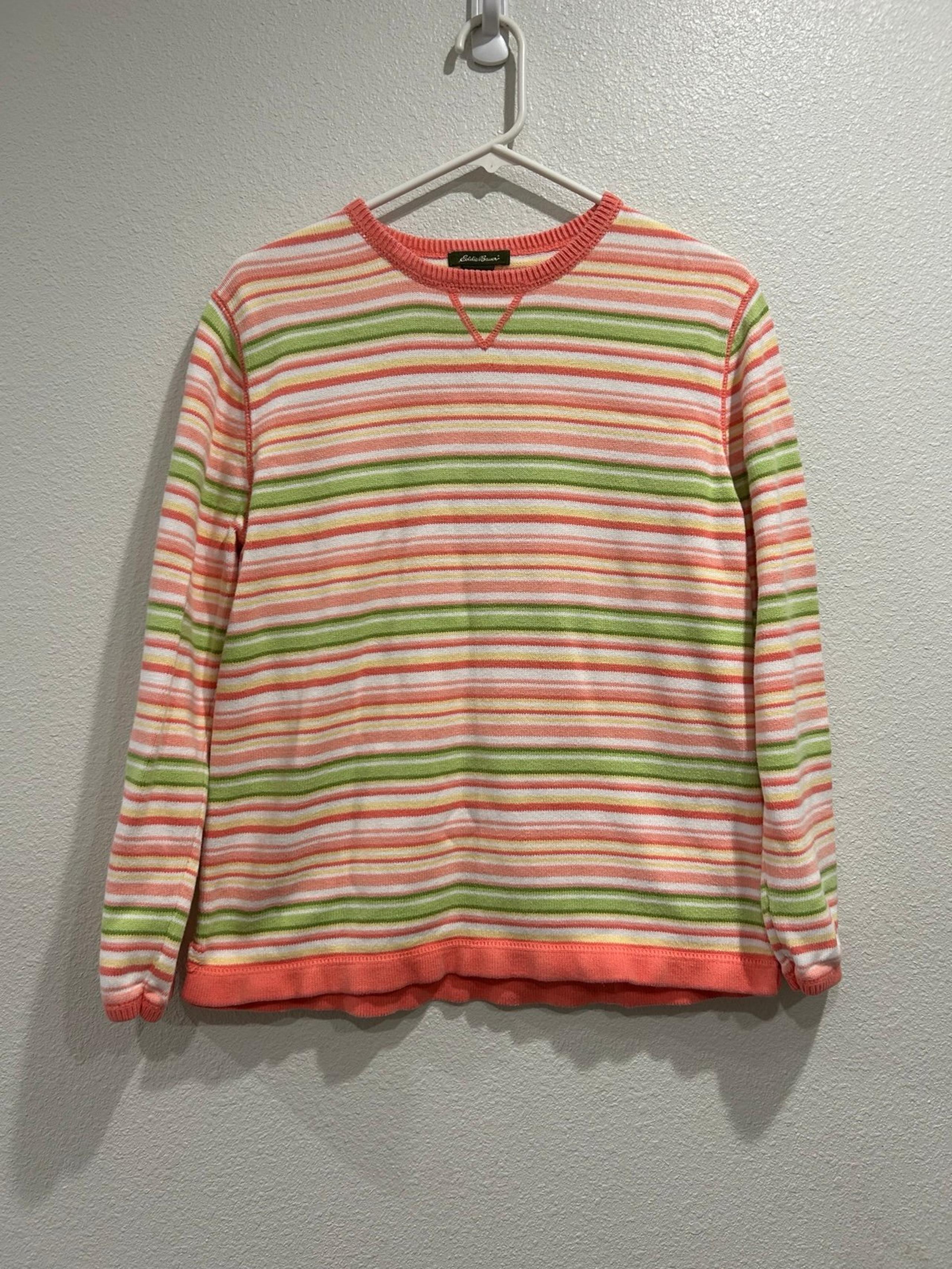 Eddie Bauer Striped Multicolor Long Sleeve Pullover Women’s Sweater sz Medium