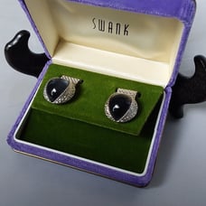 SWANK LUXURY SAPPHIRE BLUE & SILVER MEN'S CUFF LINKS