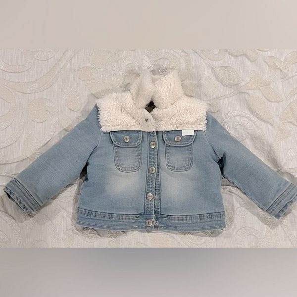 7 For All Mankind Denim Teddy Bear Sherpa Outerwear Jacket, like new, 18 months