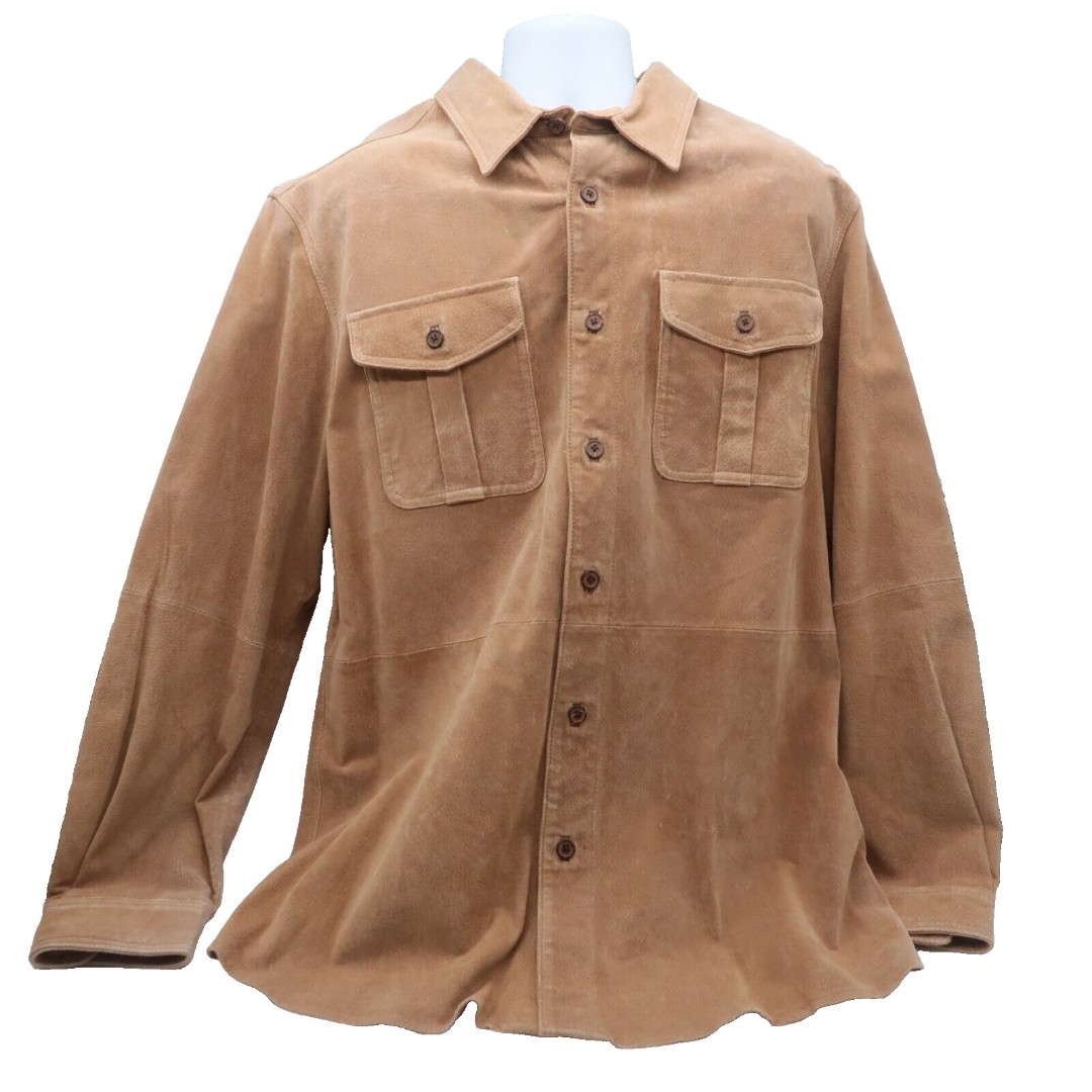 Travelsmith Genuine Suede Leather Jacket Mens Large Tall Tan Lightweight