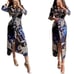Zara Printed Wrap Shirt Dress Black Blue Floral Print Size XSmall NWT