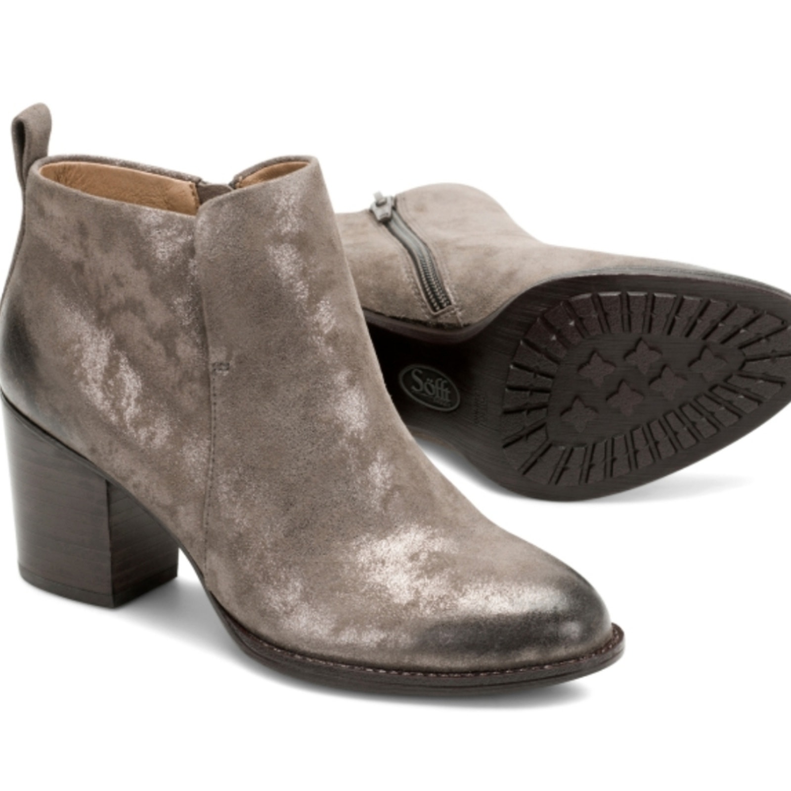 Sofft Women's Ware Boot Smoke Distressed Metallic Suede