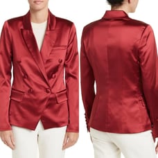 L’AGENCE Kenzie Satin Double Breasted Blazer in Earth Red Sz 4