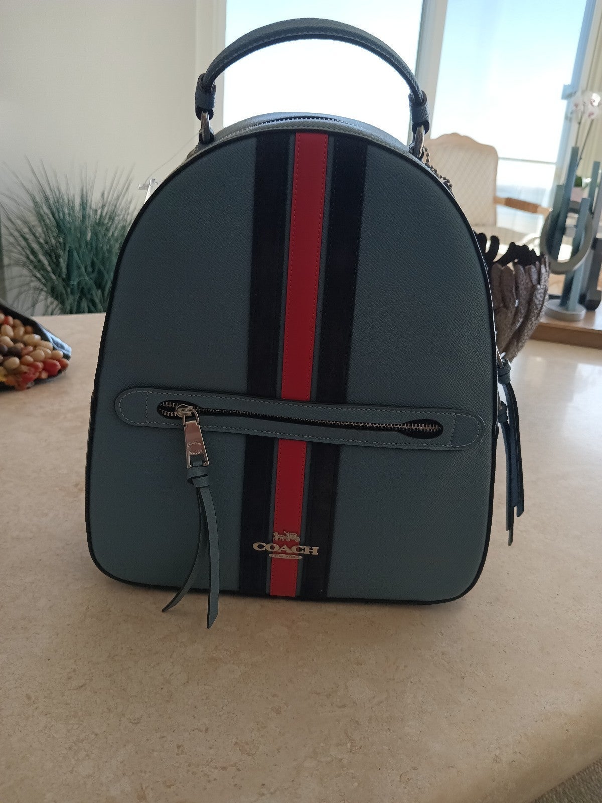 Coach Jordyn backpack with varsity stripe