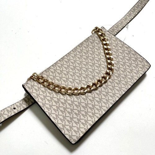 NWT Original MICHAEL KORS Signature Chain Belt Waist Bag Large Cream 554131C
